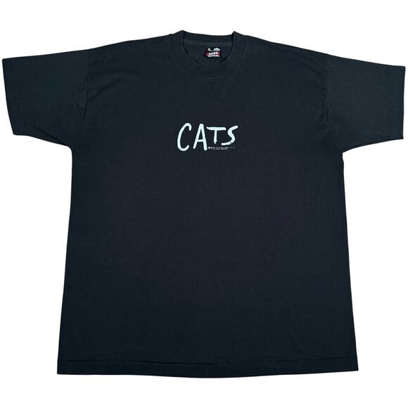 Vintage 80s CATS Musical T-Shirt Broadway Black Double Sided Theater Tee XL - Picture 1 of 7